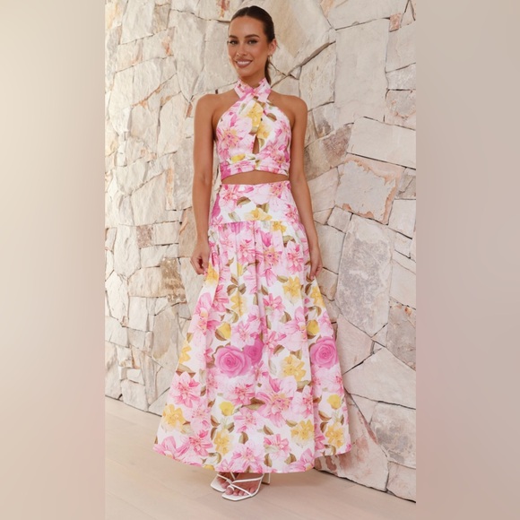 Billy J: Jane Top & Maxi Skirt Set - Pink Floral - Picture 1 of 7